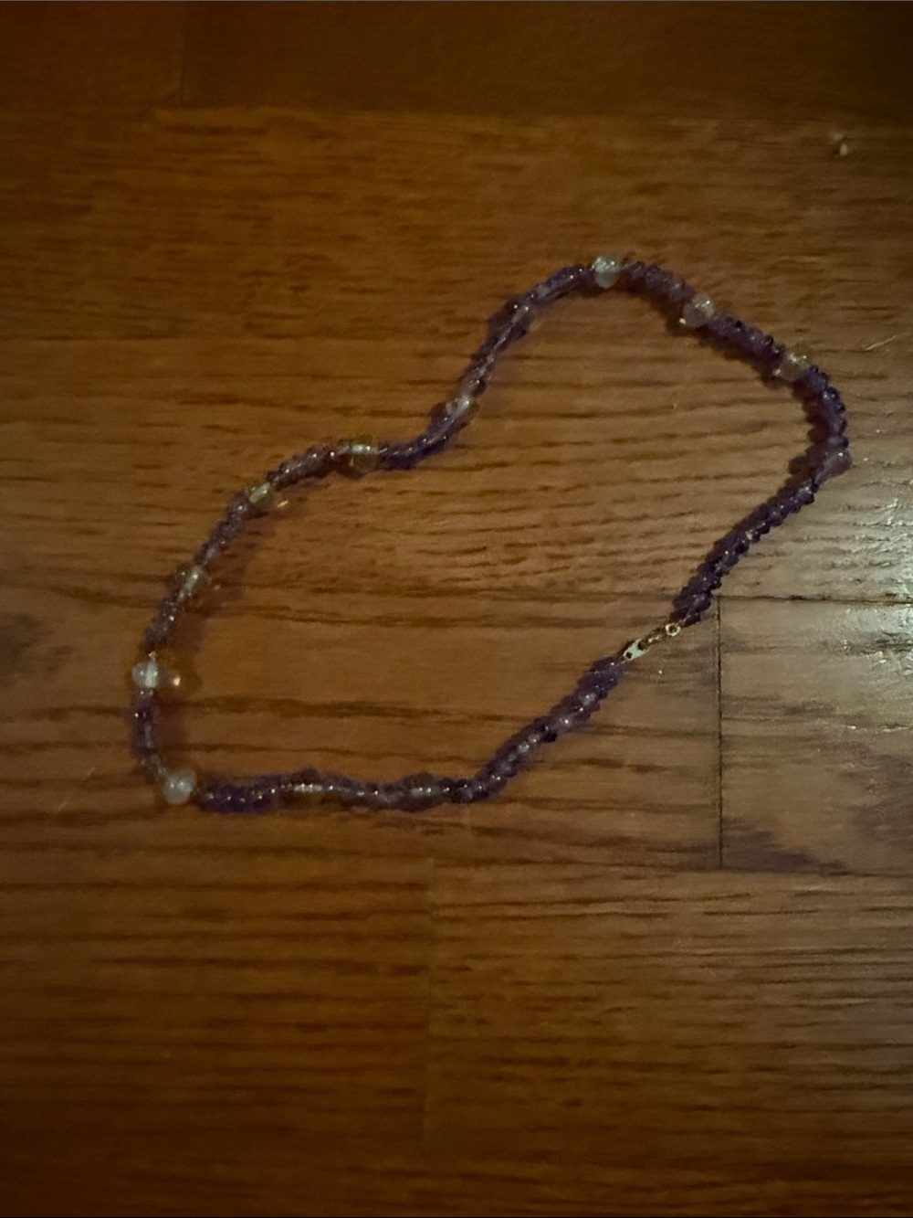 Purple Beaded Necklace with Clear Accent Beads - Women Jewelry